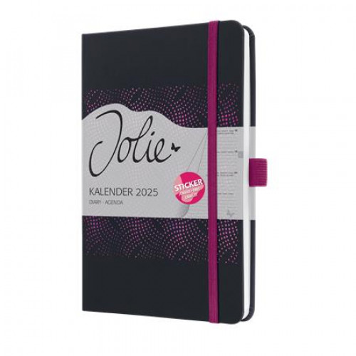 Sigel Naptár A5 heti kemény boritó Jolie fekete-pink (2025)