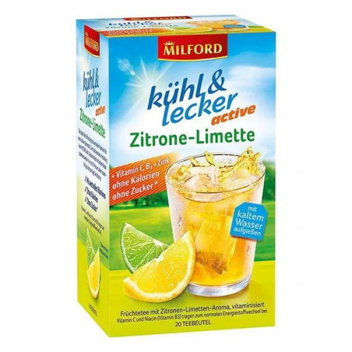 Milford Gyümölcstea Kühl & Lecker citrom és limette hidegen is elkészíthető 20x2.5g