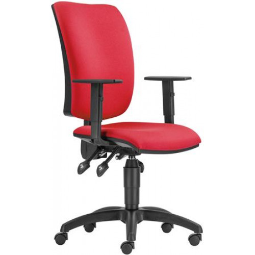 Irodai forgószék szövetborítás állítható karfával fekete lábkereszt Cinque ASYN piros