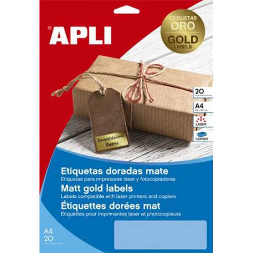 Apli Etikett lézernyomtatókhoz és fénymásológépekhez 63,5x29,6mm,  matt arany színű 540 etikett/csomag