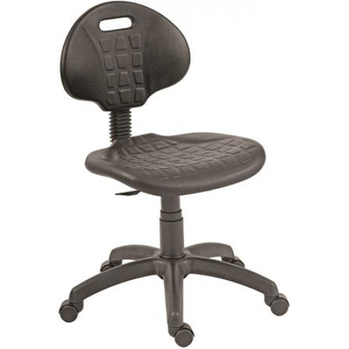 Munkaszék gázliftes háttámlás műanyag ülőfelület és támla fékező görgőkkel 1290 fekete