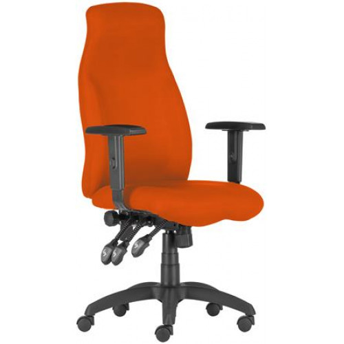 Menedzserszék szövetborítás fekete lábkereszt magas háttámla Hufo narancssárga