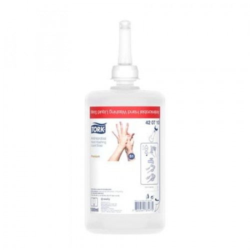 Tork Folyékony szappan fertőtlenítő alkoholmentes 1l S1 rendszer (420710)