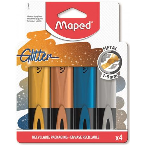 Maped Szövegkiemelő készlet 1-5mm Glitter Fluo Peps 4 különböző metálfényű szín