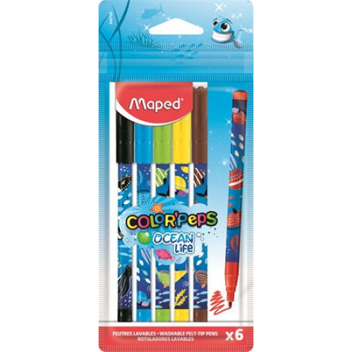 Maped Filctoll készlet 2mm kimosható Color`Peps Ocean Life 6 különböző szín