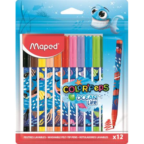 Maped Filctoll készlet 2mm kimosható Color`Peps Ocean Life 12 különböző szín