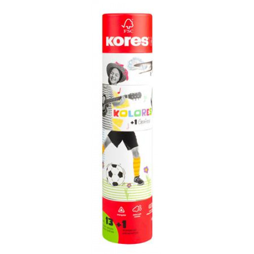 Kores Színes ceruza készlet háromszögletű 1 grafittal 1 hegyezővel KOLORES Twist & Turn 12 különböző szín