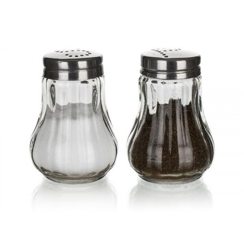 Asztali só- borsszóró készlet üveg és inox 2db 7cm Mono