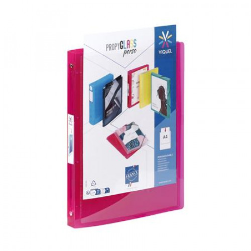 Viquel Gyűrűs könyv panorámás 4 gyűrű 25mm A4 PP Propyglass Perso piros
