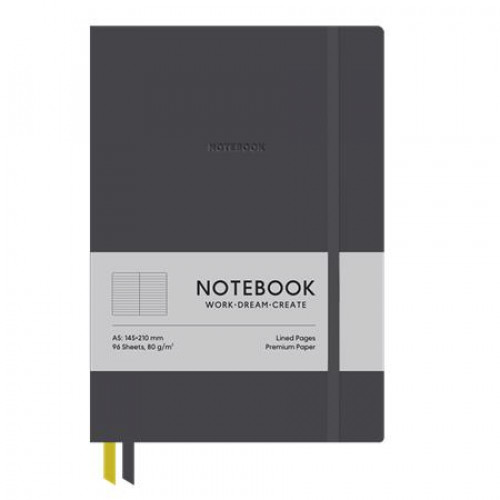 Shkolyaryk Jegyzetfüzet A5 vonalas 96lap keményfedeles műbőr borító Genius sötétszürke