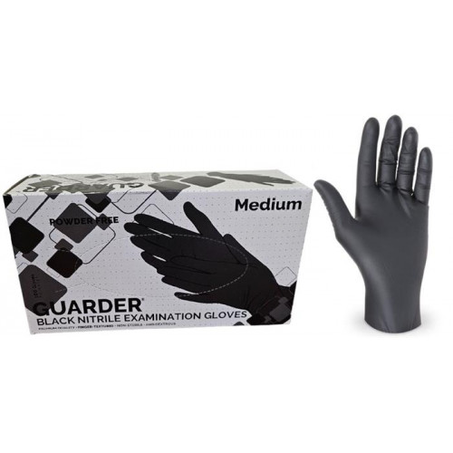 Védőkesztyű egyszer használatos nitril M méret 100db púder nélküli fekete