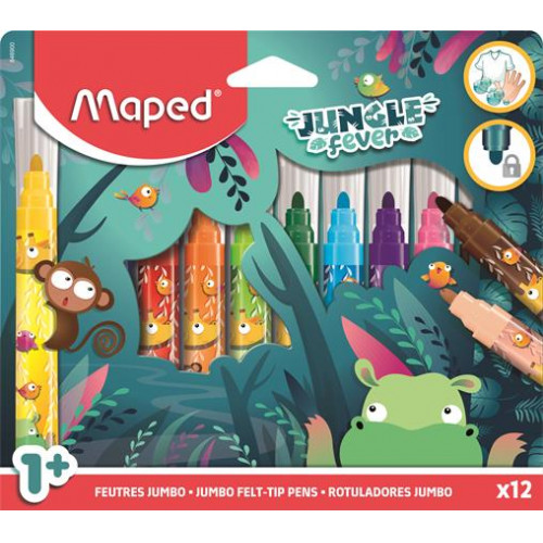 Maped Filctoll készlet 5mm kimosható vastag Jungle Fever 12 különböző szín