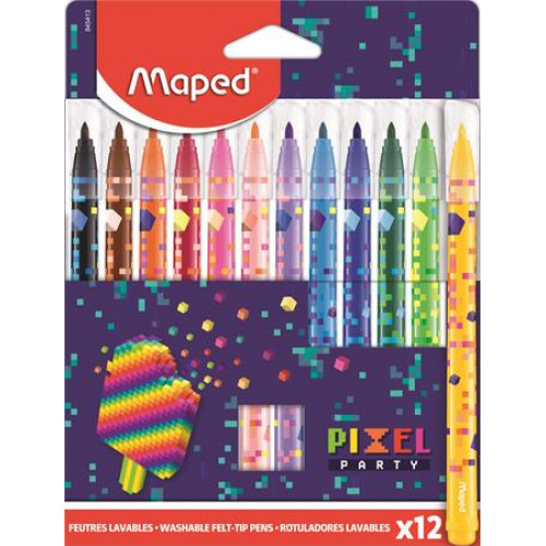 Maped Filctoll készlet 2,8mm kimosható Pixel Party 12 különböző szín