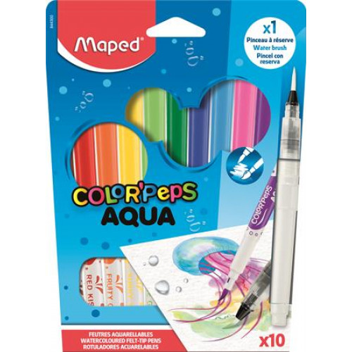 Maped Akvarell filctoll készlet 3,6mm ecsettel Color`Peps Aqua 10 különböző szín