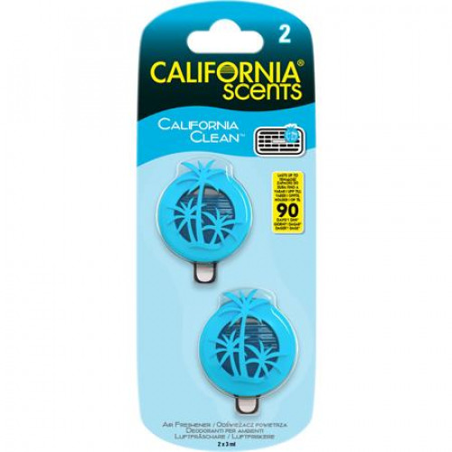 California Scents Autóillatosító mini diffúzer 2x3ml California Clean