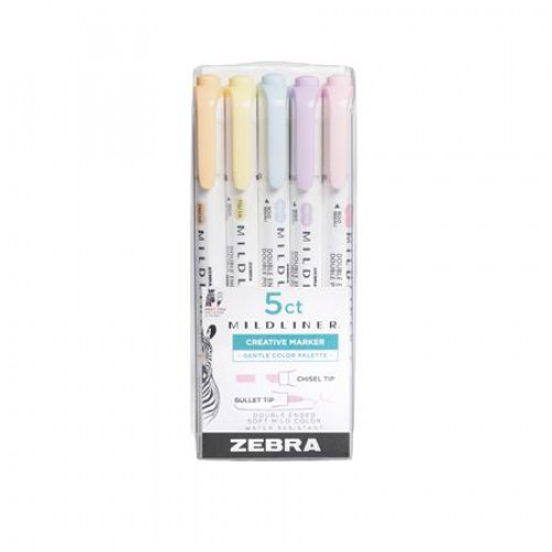 Zebra Szövegkiemelő készlet 1,4/4mm kétvégű Mildliner Highlighter Gentle 5 különböző szín