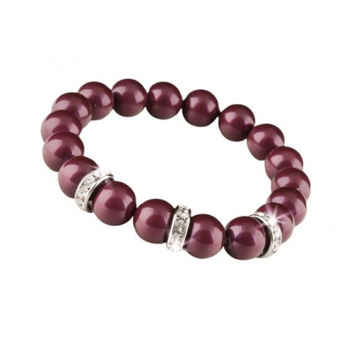 Art Crystella Karkötő burgundi vörös Swarovski gyöngyből fehér rondella kristállyal 10mm M