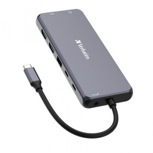 Verbatim USB elosztó-HUB USB-C PD/2xHDMI/VGA/LAN/3xUSB/USB-C/2xUSB 2.0/SD/mSD/3,5jack