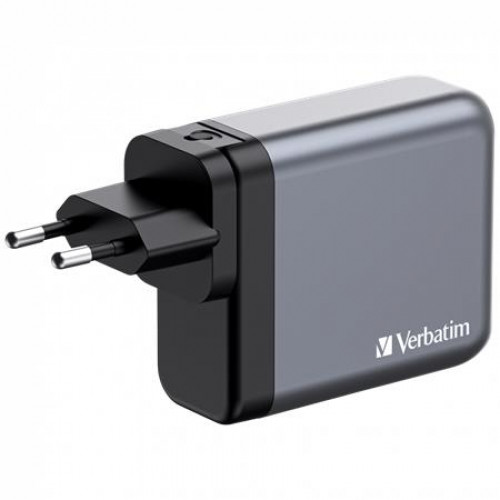 Verbatim Hálózati töltő 2xUSB-C PD (140W) USB-C PD (20W) USB-A QC 3.0 EU/UK/US GaN