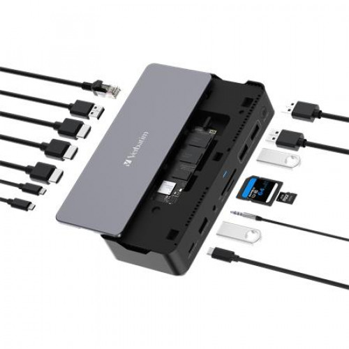 Verbatim Dokkoló 15 port USB-C host 256GB SSD meghajtóval USB-C Pro CDS-15SSD