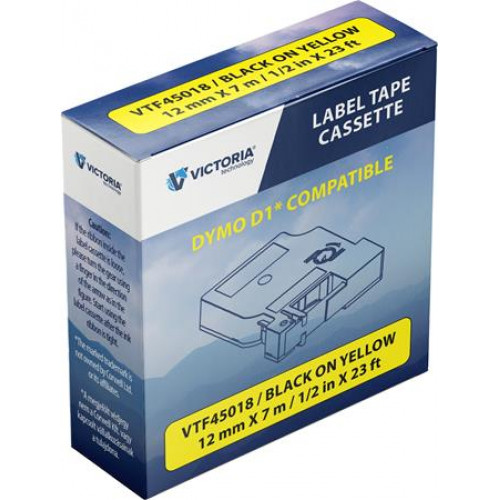 Victoria Technology Feliratozógép szalag 12mmx7m sárga-fekete