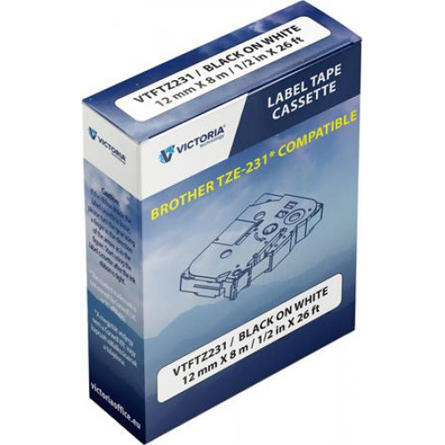 Victoria Technology Feliratozógép szalag 12mmx8m fehér-fekete