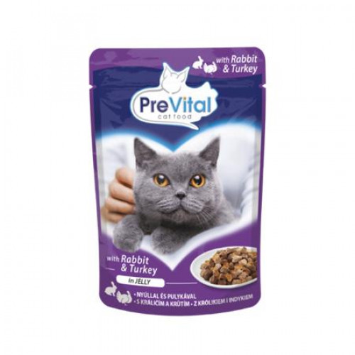 Prevital Macskaeledel alutasakos felnőtt macskáknak 100g nyúl és pulyka aszpikban