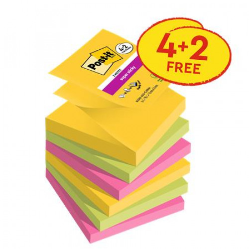 3M Postit Öntapadó jegyzettömb Z 76x76mm 4+2x90lap Carnival vegyes