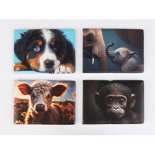 Diák- és igazolványtartó fekvő 6 betét lappal mintás PVC Többlapos állatok