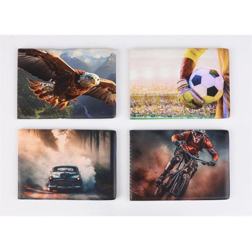 Diák- és igazolványtartó fekvő 6 betét lappal mintás PVC Többlapos fiú