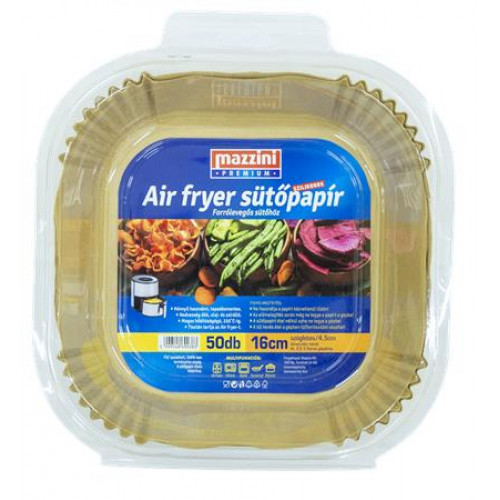 Mazzini Sütőpapír szilikonos Air Fryer készülékhez szögletes 16cm 50db Premium