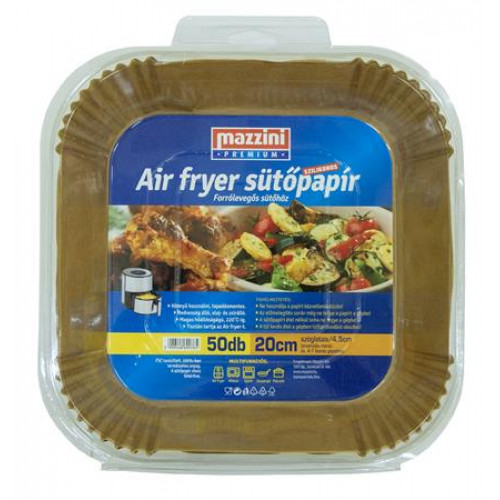 Mazzini Sütőpapír szilikonos Air Fryer készülékhez szögletes 20cm 50db Premium