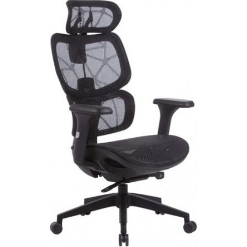 Irodai forgószék hálós ülőlap és háttámla fekete műanyag lábkereszt Humantech fekete