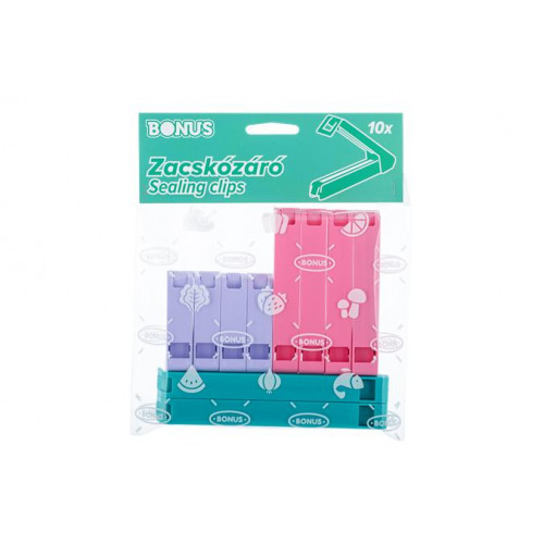 Bonus Zacskózáró csipesz 10db vegyes színek