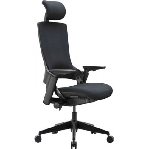 Irodai forgószék feszített szövet háttámla fekete szövet ülőlap fekete műanyag váz és lábkereszt Wellington