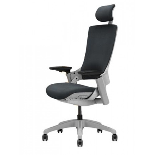 Irodai forgószék feszített szövet háttámla fekete szövet ülőlap szürke műanyag váz és lábkereszt Wellington