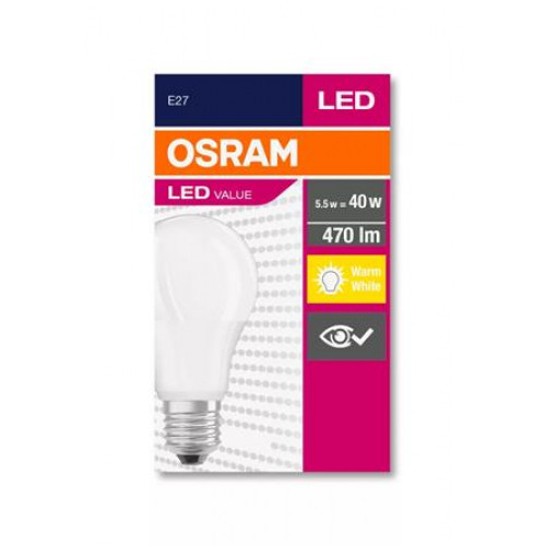 Osram LED izzó E27 gömb A60 5W 470lm 2700K (MF) Value