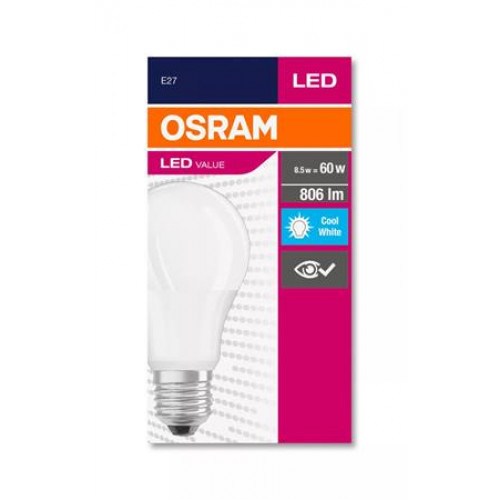 Osram LED izzó E27 gömb A60 8,5W 806lm 4000K (HF) Value