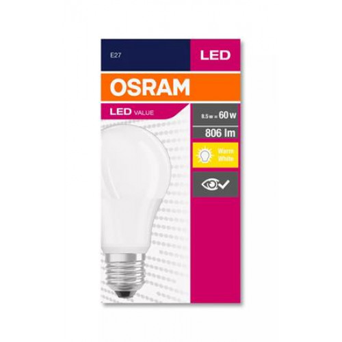 Osram LED izzó E27 gömb A60 8,5W 806lm 2700K (MF) Value