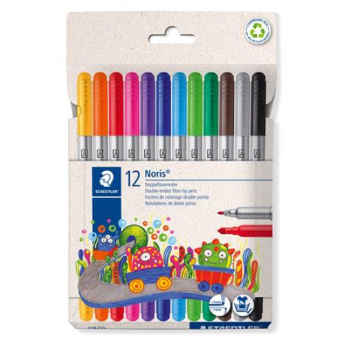 Staedtler Filctoll készlet 1-3mm kétvégű kimosható Noris 320 12 különböző szín