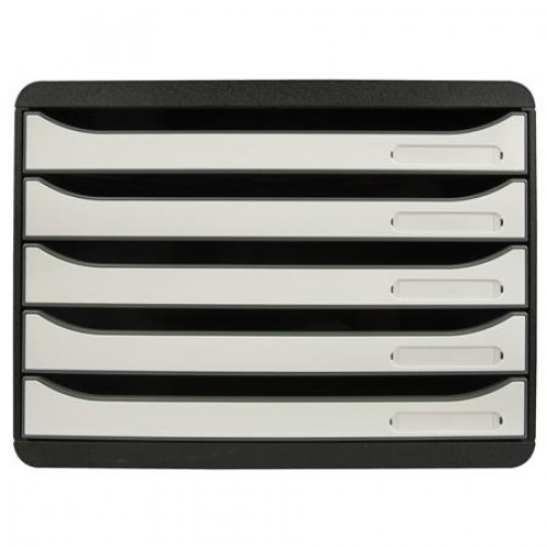 Exacompta Irattároló műanyag 5 fiókos BIigBox Glossy fekete-fehér