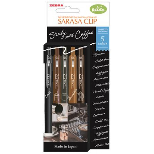 Zebra Zseléstoll 0,33mm nyomógombos Sarasa Clip Coffee 5 különböző szín