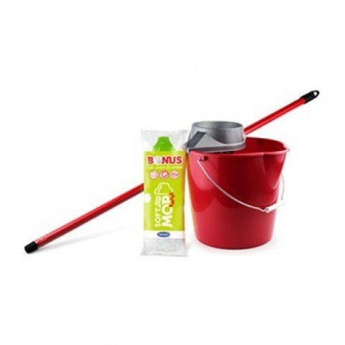 Bonus Felmosóvödör szett csavarókosárral + mop + nyél vegyes szín