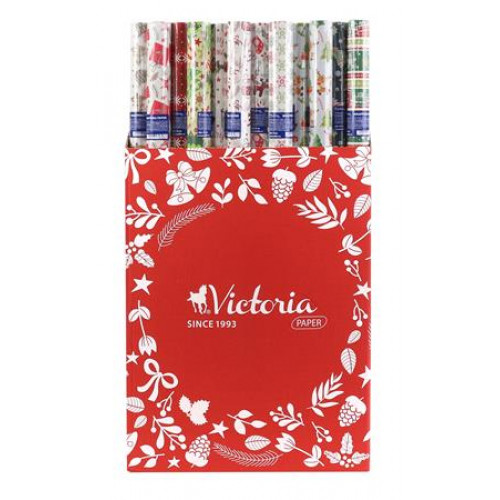 Victoria Paper Csomagolópapír íves 70x200cm vegyes karácsonyi minták darab!