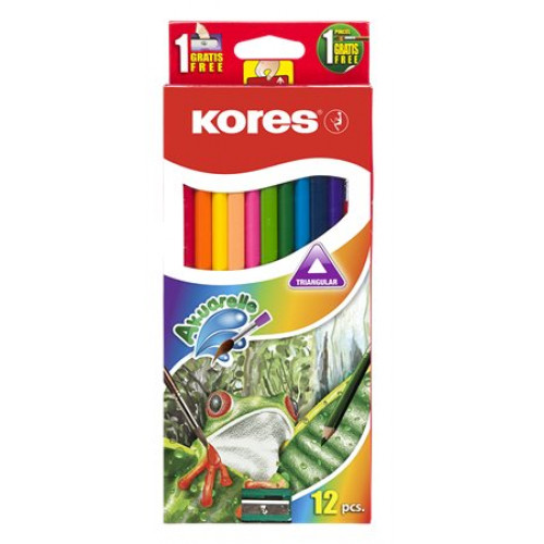 Kores Akvarell ceruza készlet hegyezővel ecsettel 12 különböző szín