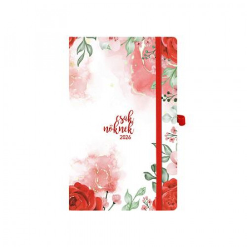 Toptimer Naptár tervező A5 heti Csak Nőknek piros virág (2026)
