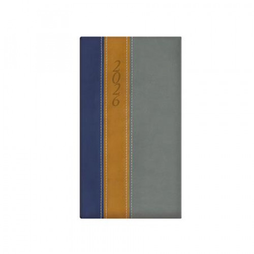 Toptimer Zsebnaptár álló elrendezésű Fashion kék-okker-szürke (2026)