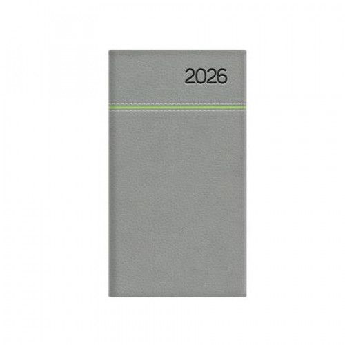 Toptimer Zsebnaptár álló elrendezésű Young szürke-zöld (2026)