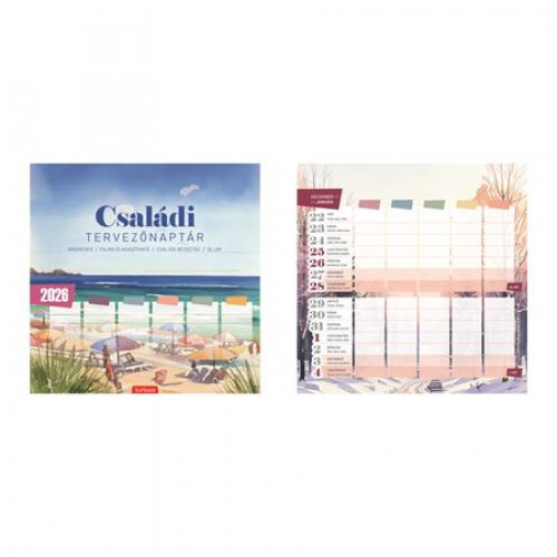 Toptimer Naptár fali mágneses kétheti családi tervező pasztell (2026)