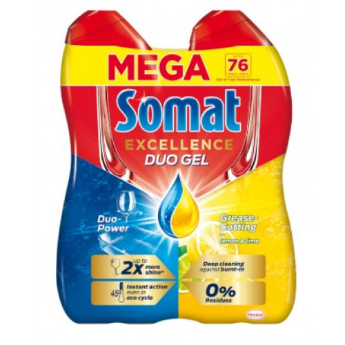 Somat Mosogatógél GÉPI All in One 2x720 ml Lemon&Lime 2x40 mosogatásra